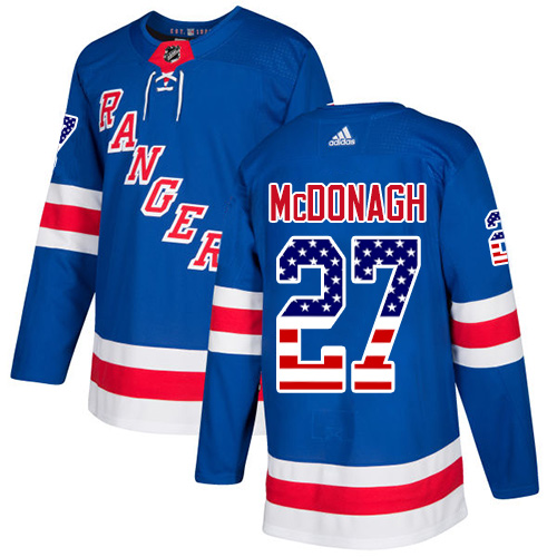 Adidas Rangers #27 Ryan McDonagh Royal Blue Home Authentic USA Flag Stitched NHL Jersey